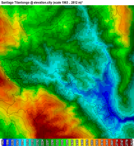 Santiago Tilantongo elevation map