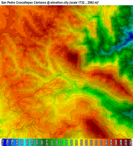 San Pedro Coxcaltepec Cántaros elevation map