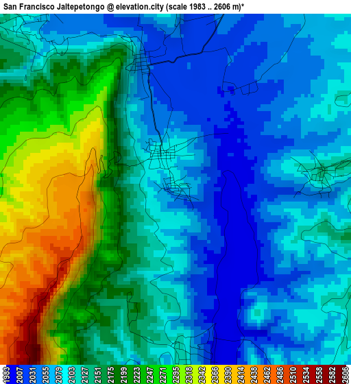 San Francisco Jaltepetongo elevation map