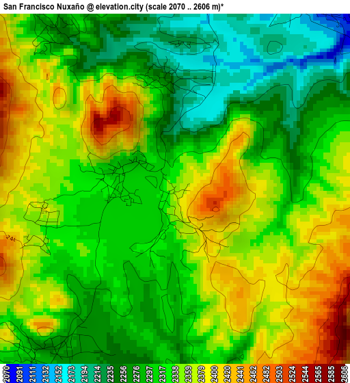 San Francisco Nuxaño elevation map