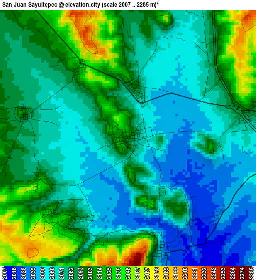 San Juan Sayultepec elevation map