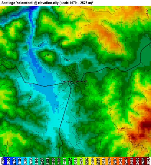 Santiago Yolomécatl elevation map