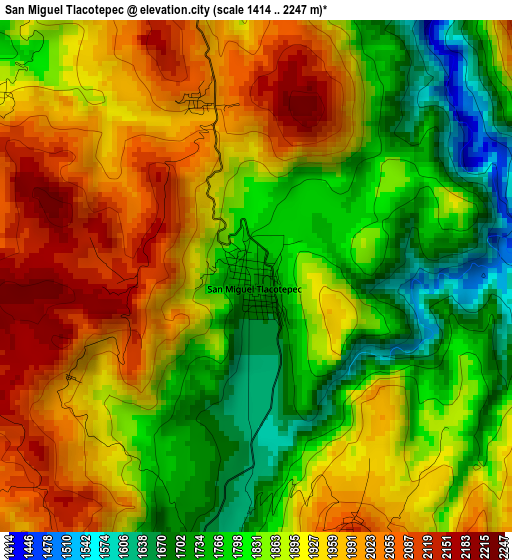 San Miguel Tlacotepec elevation map