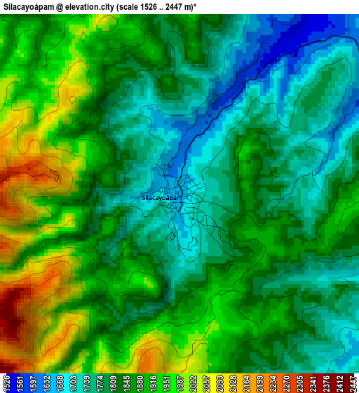 Silacayoápam elevation map