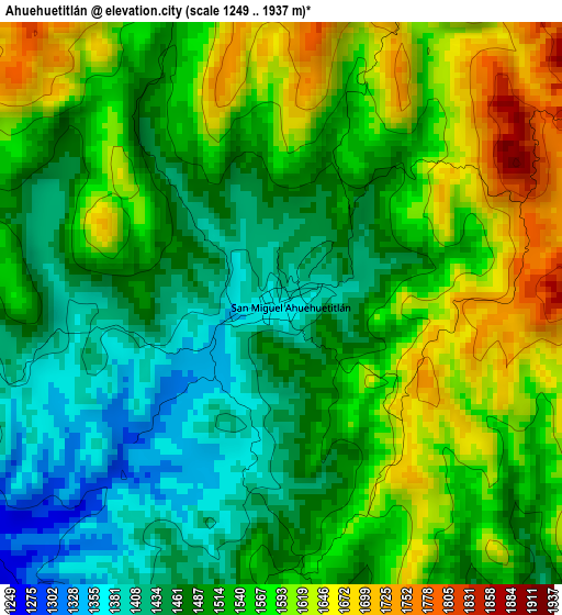 Ahuehuetitlán elevation map