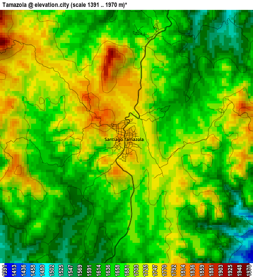 Tamazola elevation map