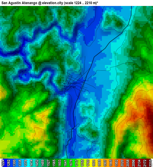 San Agustín Atenango elevation map