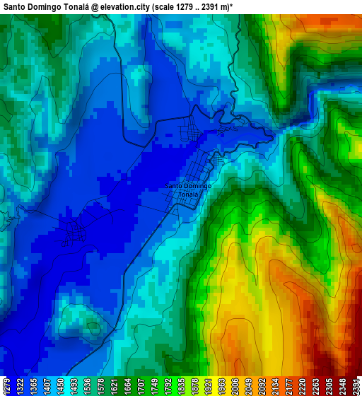 Santo Domingo Tonalá elevation map