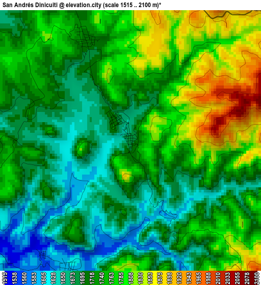 San Andrés Dinicuiti elevation map