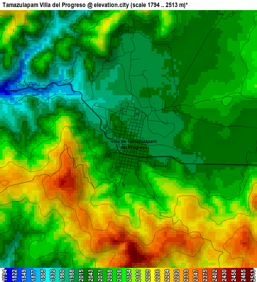 Tamazulapam Villa del Progreso elevation map