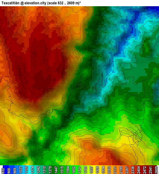 Texcatitlán elevation map