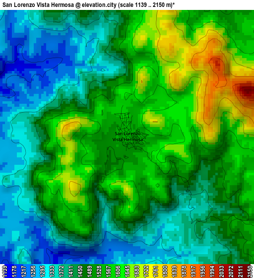 San Lorenzo Vista Hermosa elevation map