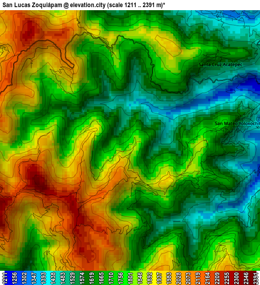 San Lucas Zoquiápam elevation map