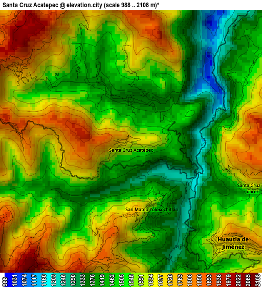 Santa Cruz Acatepec elevation map