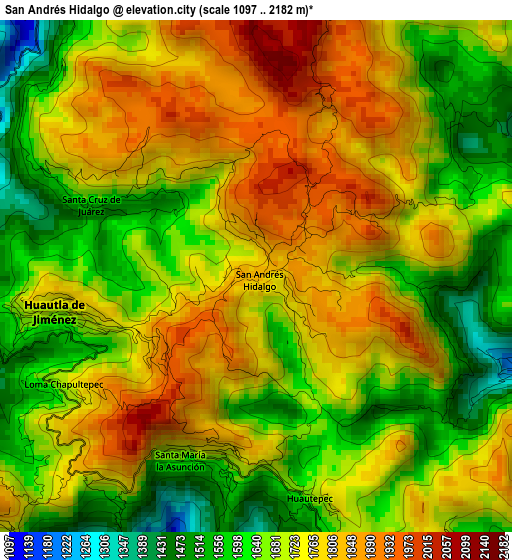 San Andrés Hidalgo elevation map