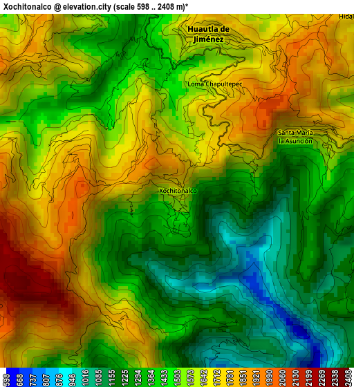 Xochitonalco elevation map