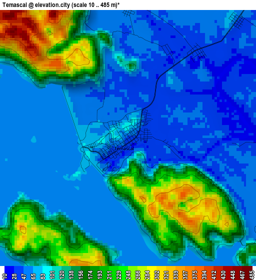 Temascal elevation map