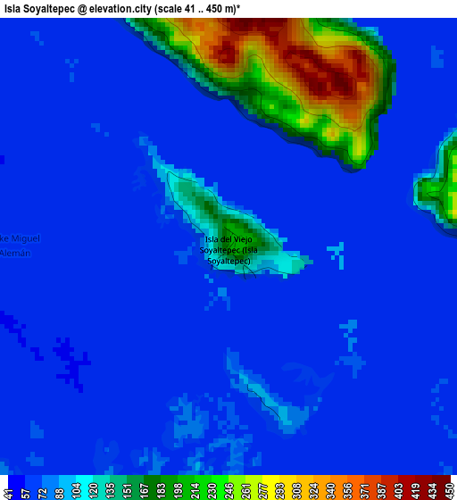 Isla Soyaltepec elevation map