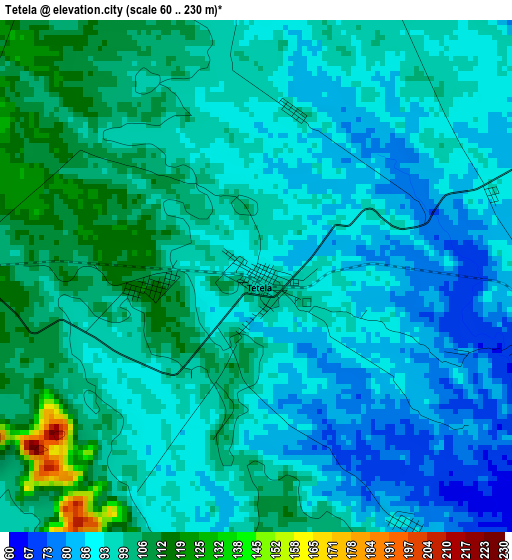 Tetela elevation map