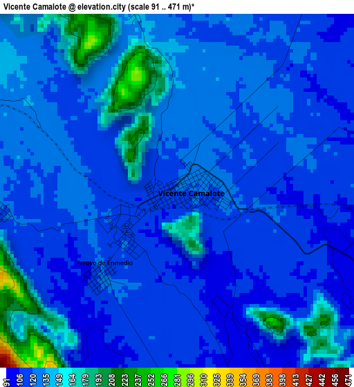 Vicente Camalote elevation map