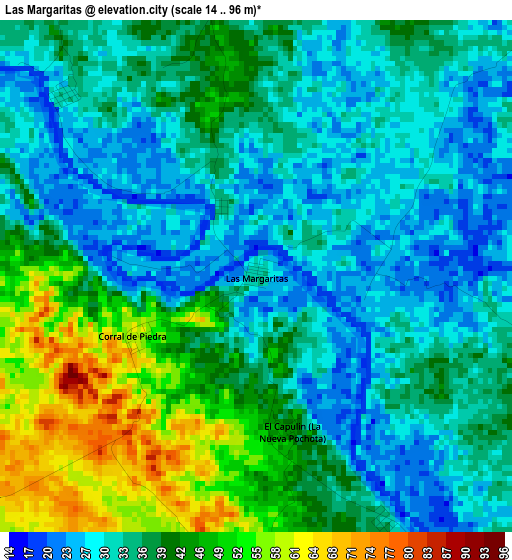 Las Margaritas elevation map