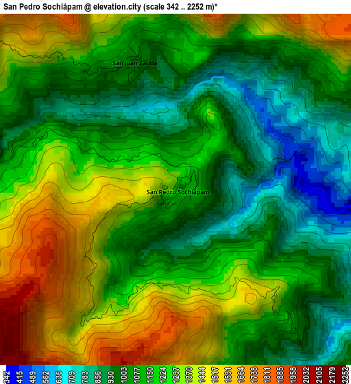 San Pedro Sochiápam elevation map