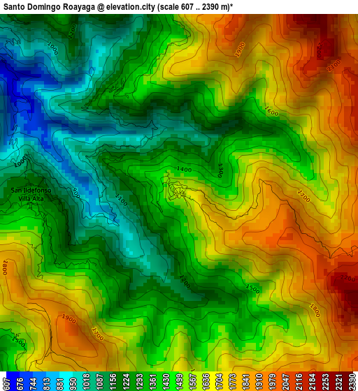 Santo Domingo Roayaga elevation map