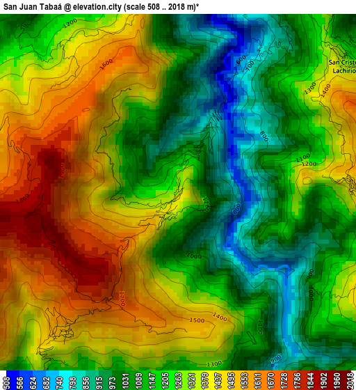 San Juan Tabaá elevation map