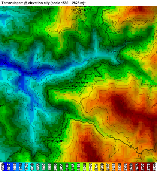 Tamazulapam elevation map