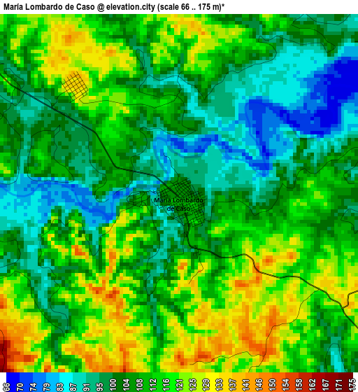 María Lombardo de Caso elevation map