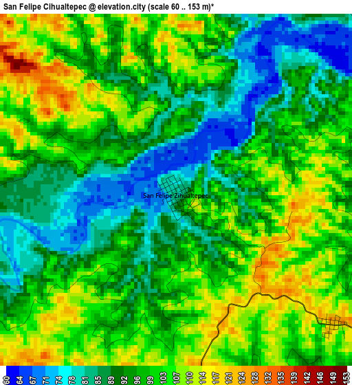 San Felipe Cihualtepec elevation map