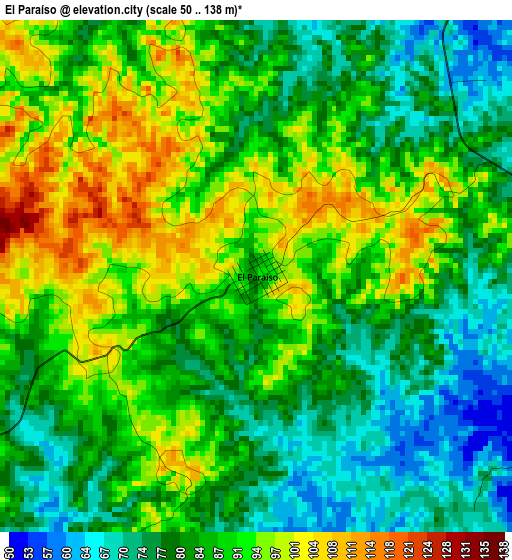 El Paraíso elevation map