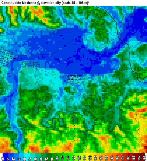 Constitución Mexicana elevation map