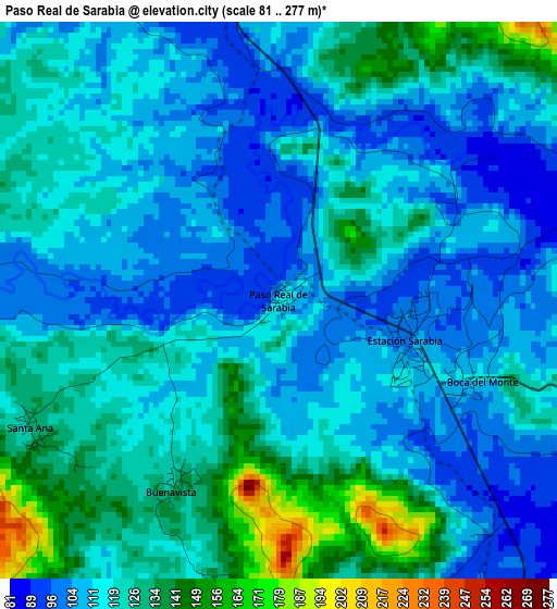 Paso Real de Sarabia elevation map