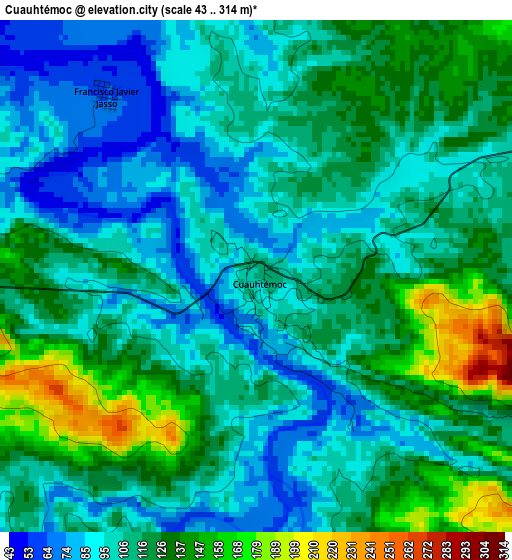 Cuauhtémoc elevation map