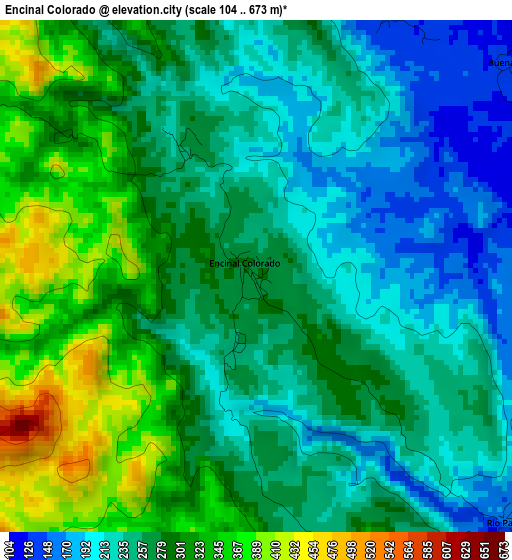 Encinal Colorado elevation map