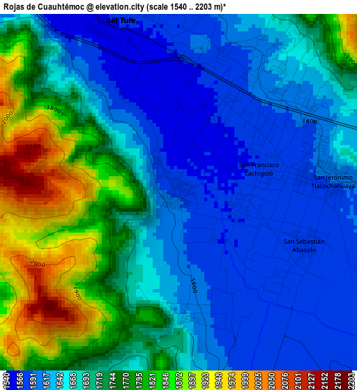 Rojas de Cuauhtémoc elevation map
