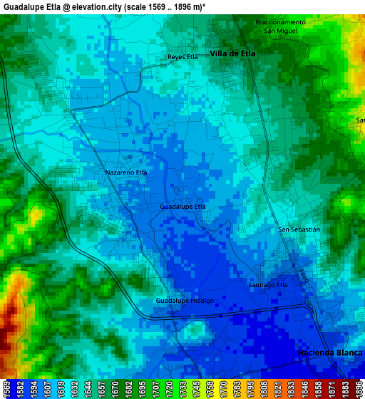 Guadalupe Etla elevation map