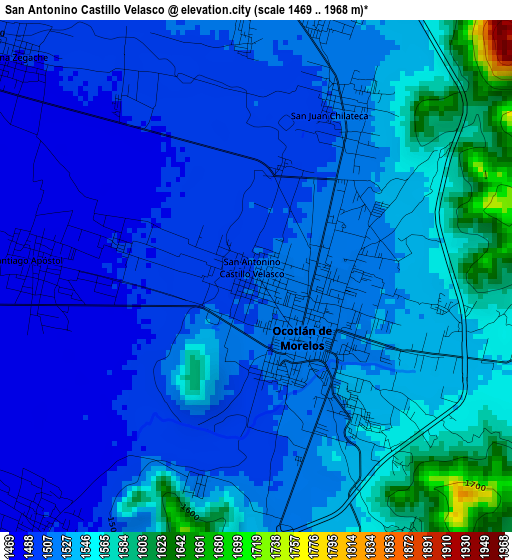San Antonino Castillo Velasco elevation map