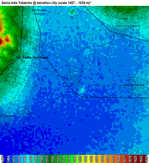 Santa Inés Yatzeche elevation map