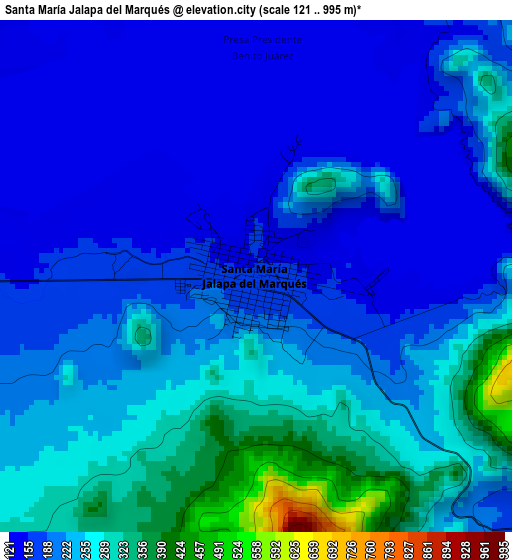 Santa María Jalapa del Marqués elevation map