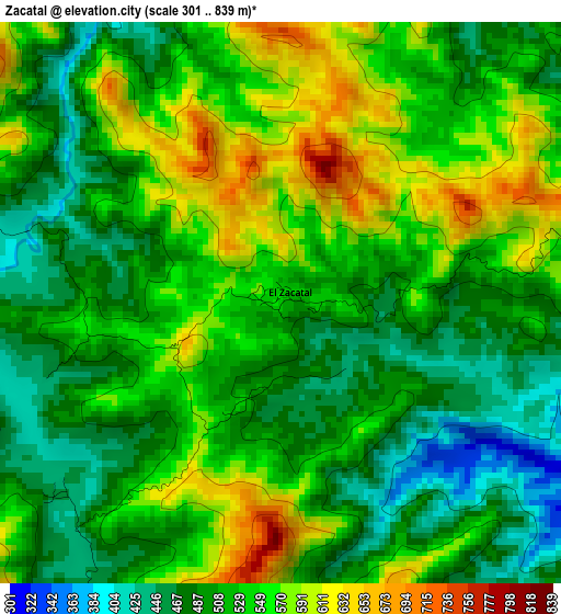 Zacatal elevation map