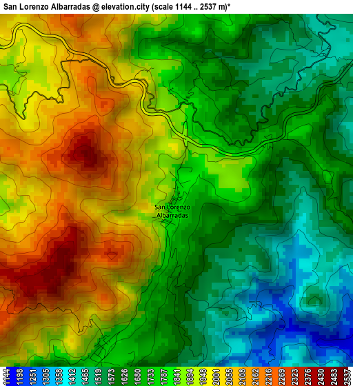 San Lorenzo Albarradas elevation map