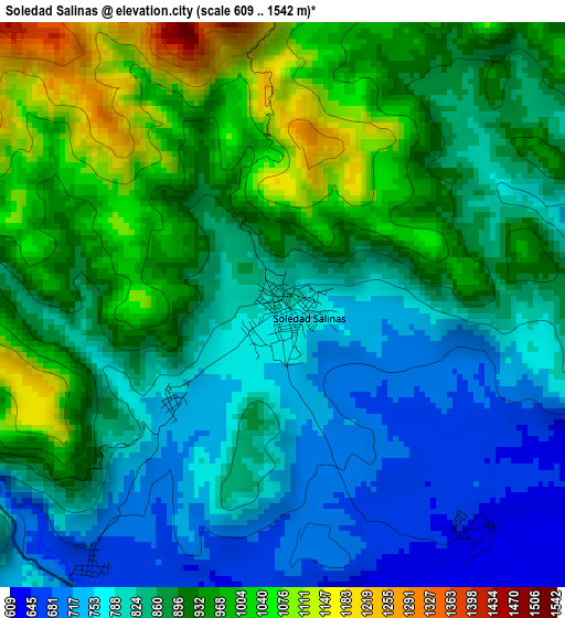 Soledad Salinas elevation map