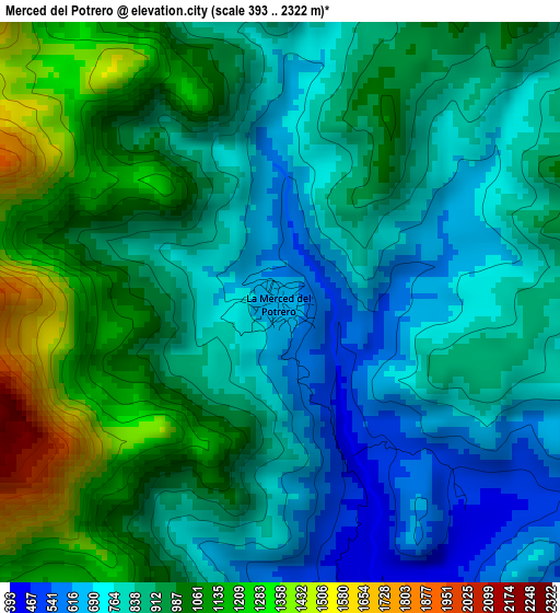 Merced del Potrero elevation map