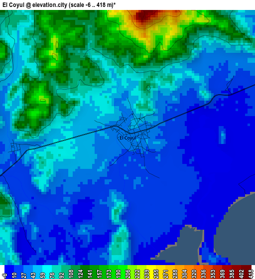 El Coyul elevation map