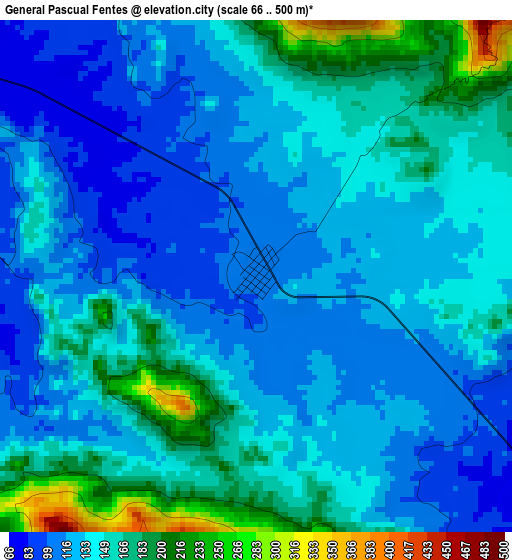 General Pascual Fentes elevation map