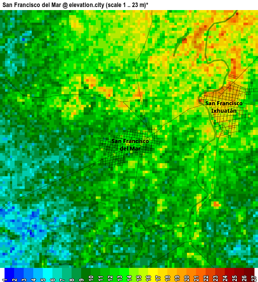 San Francisco del Mar elevation map
