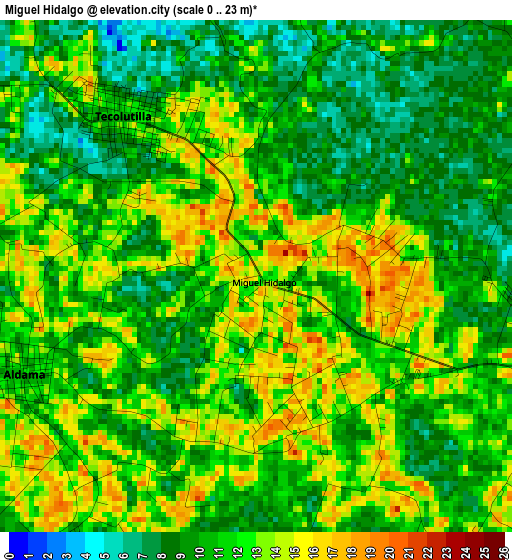 Miguel Hidalgo elevation map