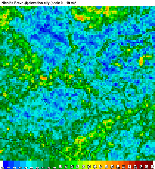 Nicolás Bravo elevation map